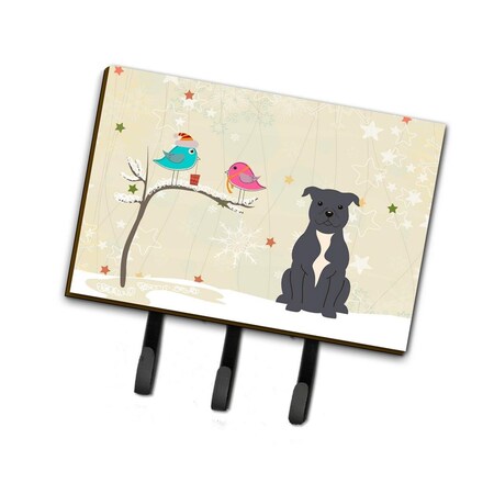 Carolines Treasures Christmas Presents Between Friends Staffordshire Bull Terrier Blue Leash or Key Holder BB2518TH68